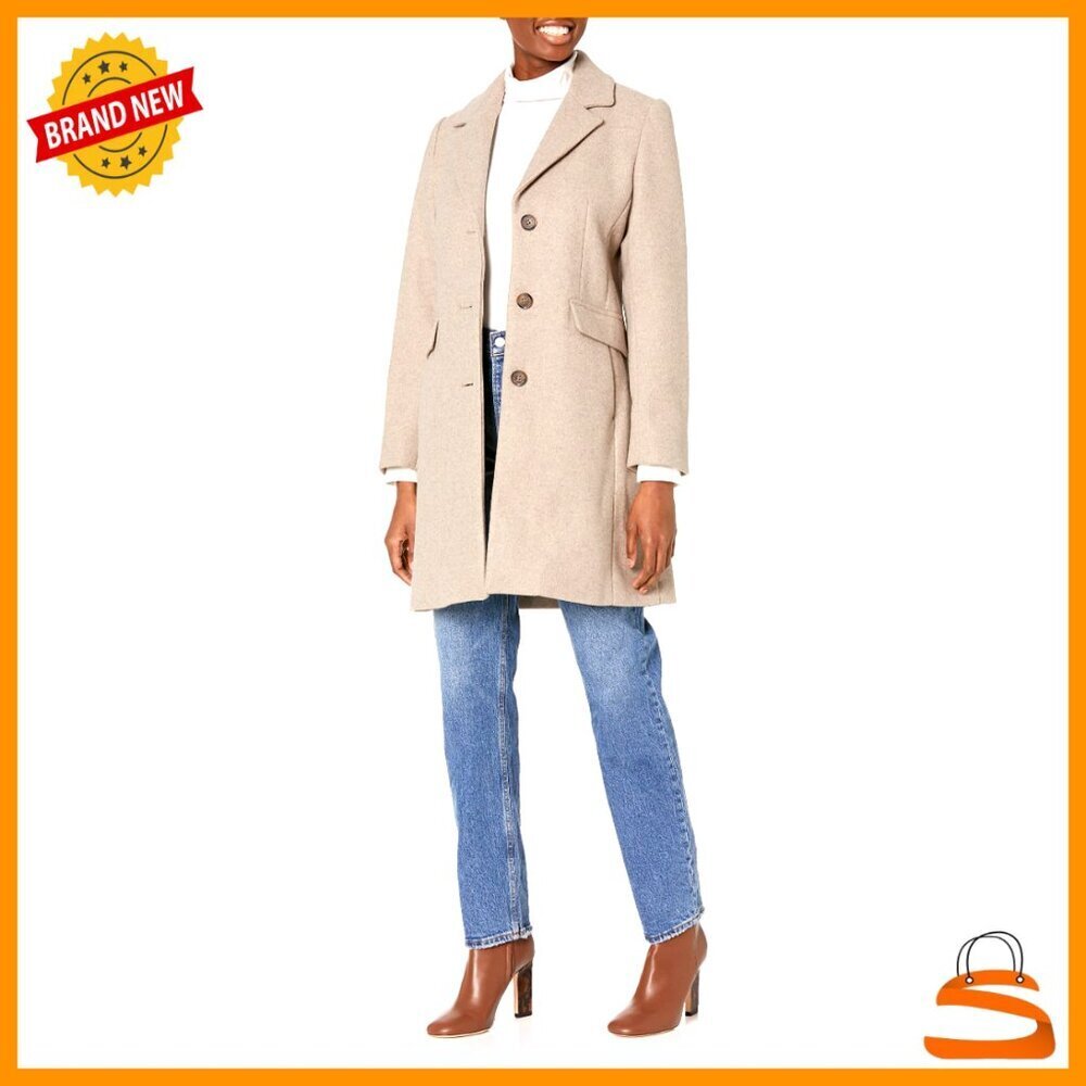 Faux Wool Winter Coat Single-Breasted Notch Collar Classic Tailored Mid-Thigh